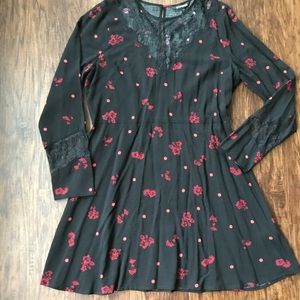 Express black, red and lace fit and flare dress L